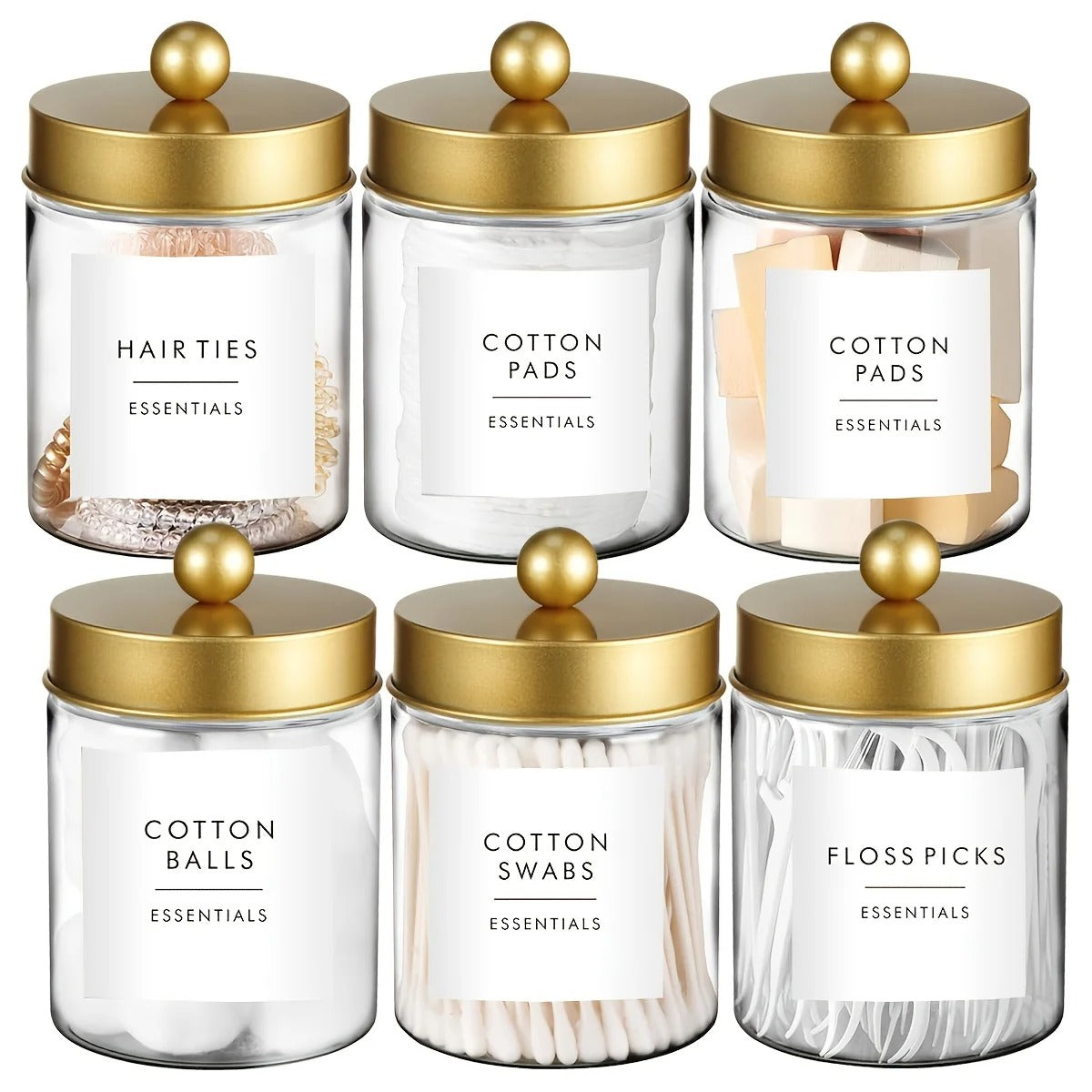 Plastic Qtip Holder Dispenser 8oz Bathroom Storage Jar