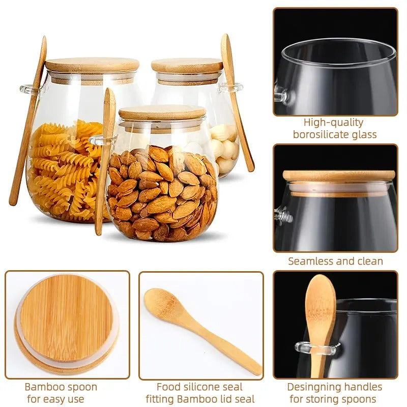 34oz Sealed Glass Jar with Lid and Spoon