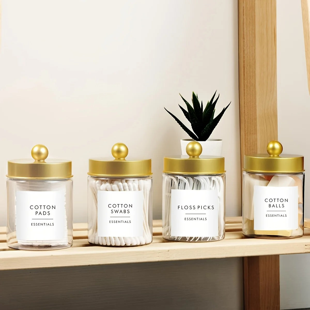 Plastic Qtip Holder Dispenser 8oz Bathroom Storage Jar