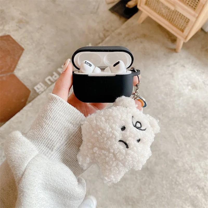 Silicone AirPods Case with Plush Bear Keychain